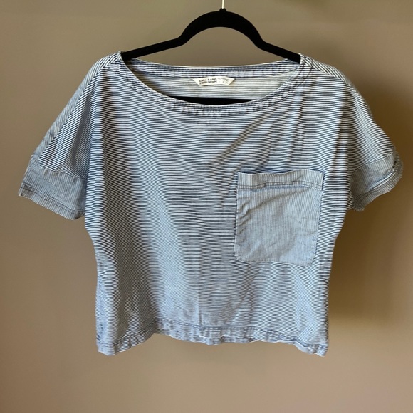 Zara denim blue and white stripped top size small - Picture 1 of 7